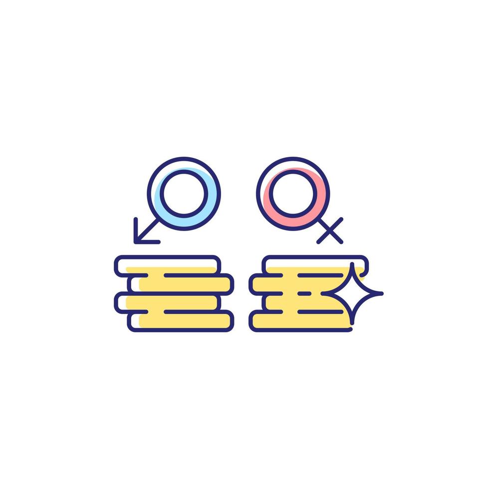 Workplace gender equality RGB color icon. Equal pay for work. Fighting inequality in wages. Salary discrimination prevention. Equal value. Isolated vector illustration. Simple filled line drawing