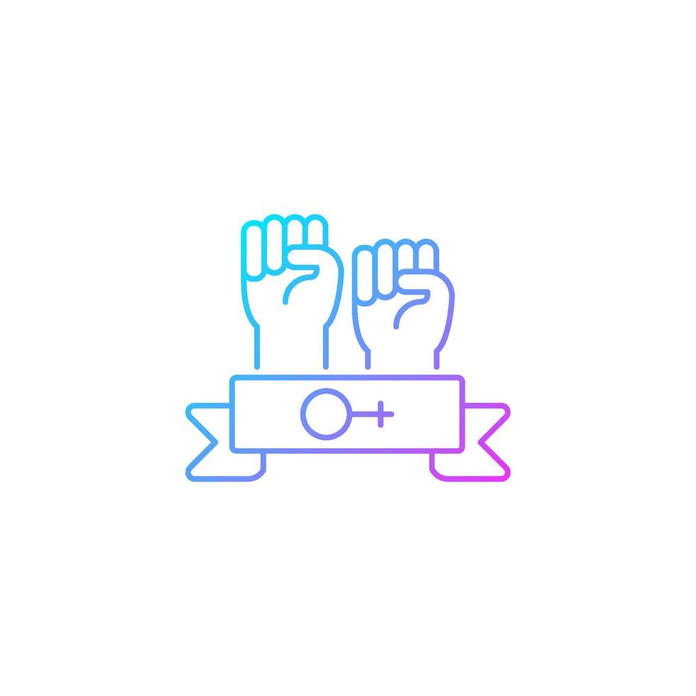 Women community gradient linear vector icon. Support equal rights for women. Feminist solidarity. Fighting sexism. Thin line color symbol. Modern style pictogram. Vector isolated outline drawing