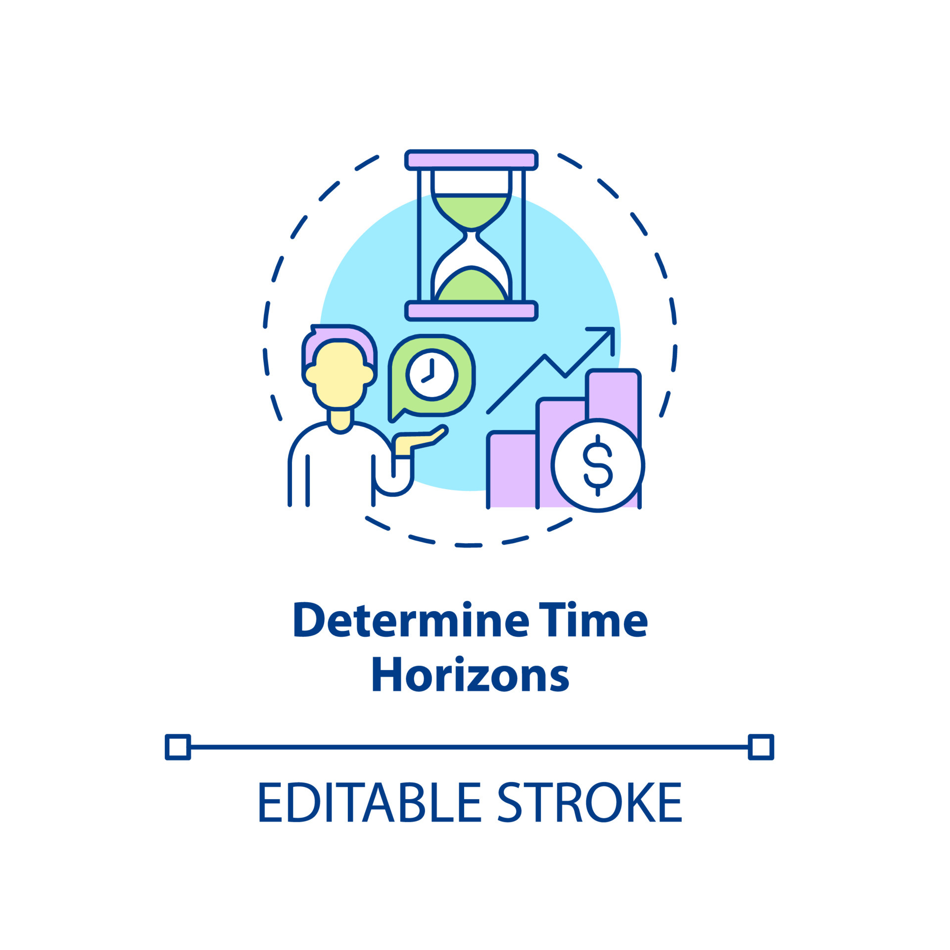 Determine time horizons concept icon. Investing timeline abstract idea