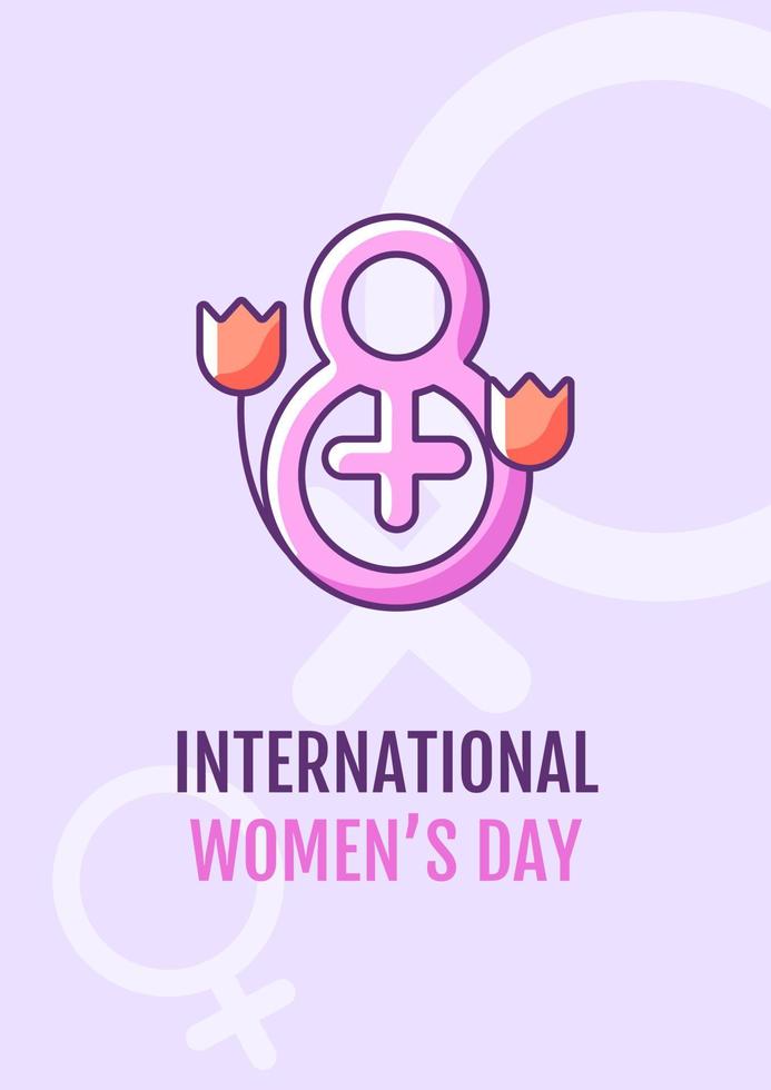 Happy women day greeting card with color icon element. Celebrate international holiday. Postcard vector design. Decorative flyer with creative illustration. Notecard with congratulatory message