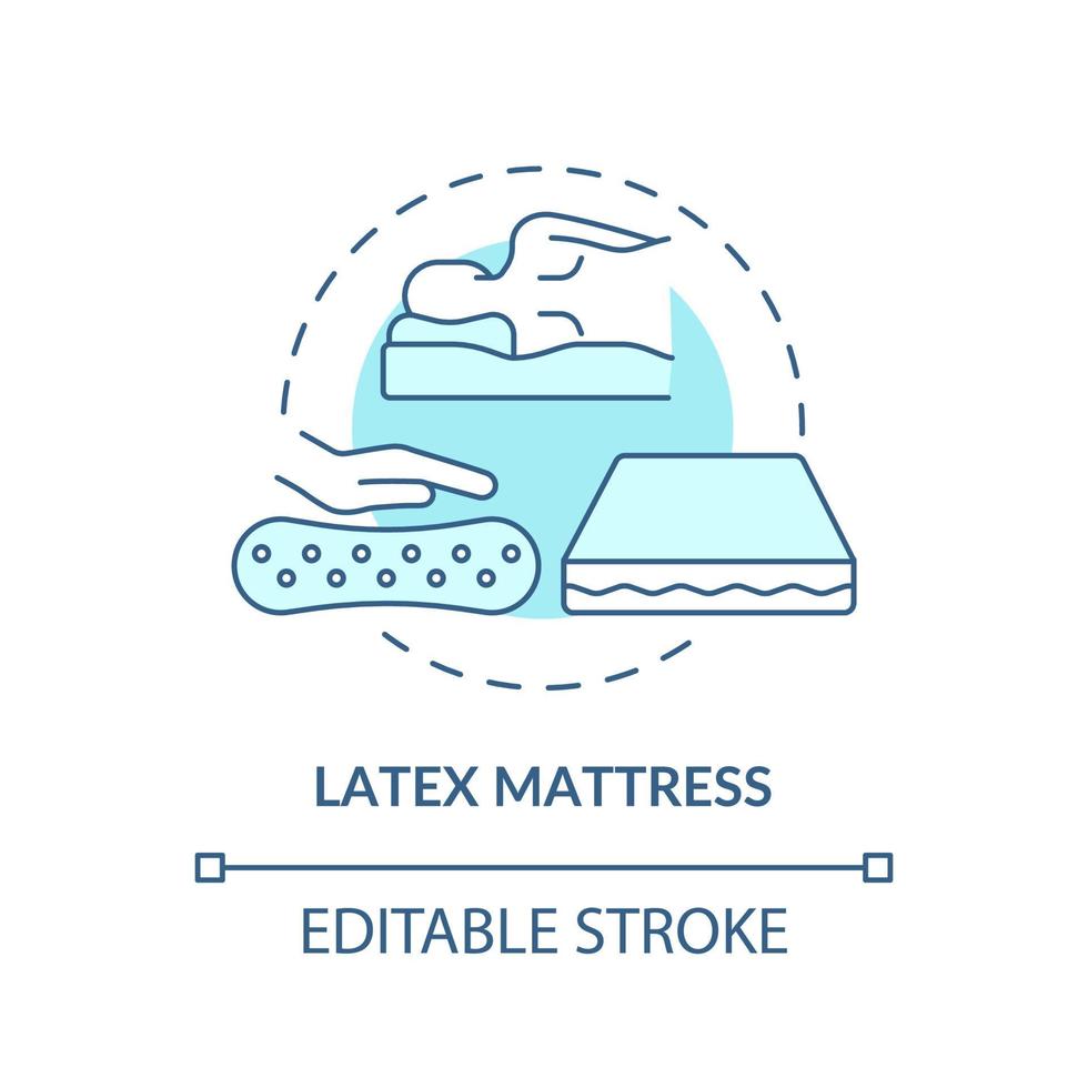 Latex mattress blue concept icon. Common mattress material abstract idea thin line illustration. Springy pad. Synthetic and rubber latex. Vector isolated outline color drawing. Editable stroke