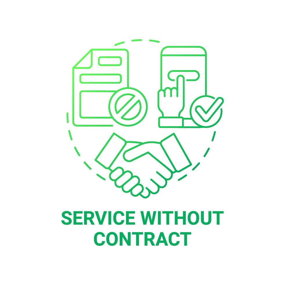 Service without contract green gradient concept icon. Waste collection service abstract idea thin line illustration. Online agreement. Sign up and subscribe. Vector isolated outline color drawing