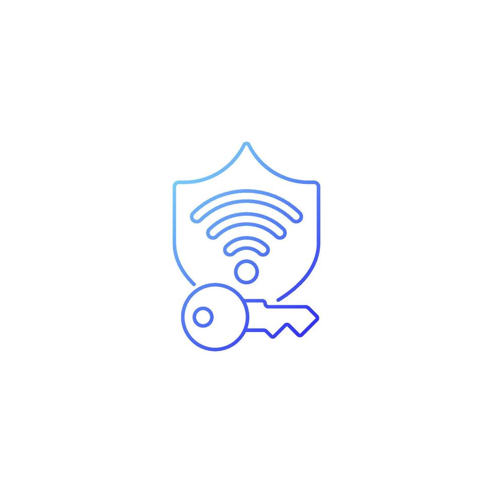 Protected wifi password gradient linear vector icon. Internet safety. Online privacy. Password management. Thin line color symbol. Modern style pictogram. Vector isolated outline drawing