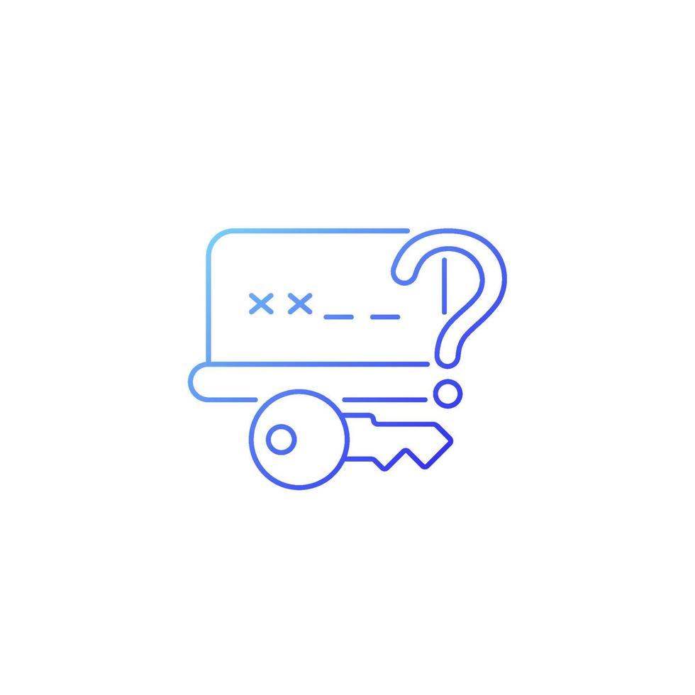 Forgetting password gradient linear vector icon. Account recovery. Online privacy. Password management. Thin line color symbol. Modern style pictogram. Vector isolated outline drawing