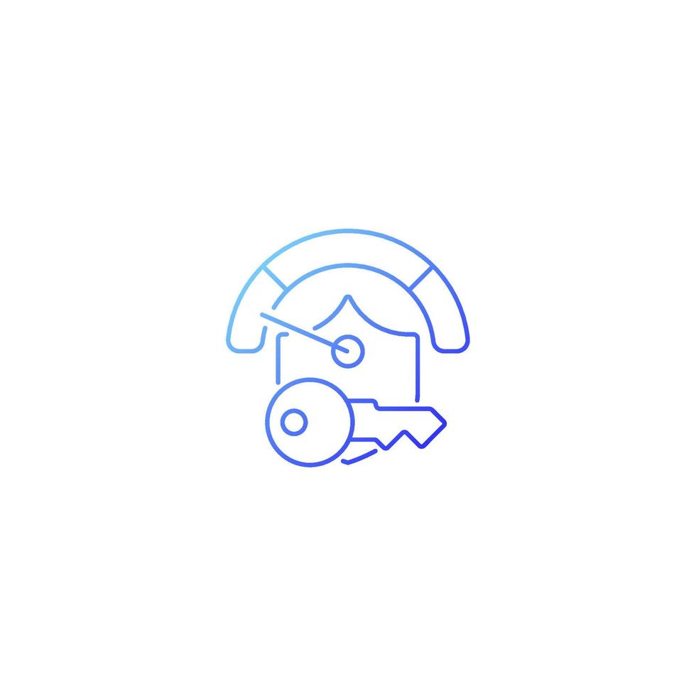 Weak password gradient linear vector icon. Poor internet safety. Online privacy. Setting firewall. Password management. Thin line color symbol. Modern style pictogram. Vector isolated outline drawing