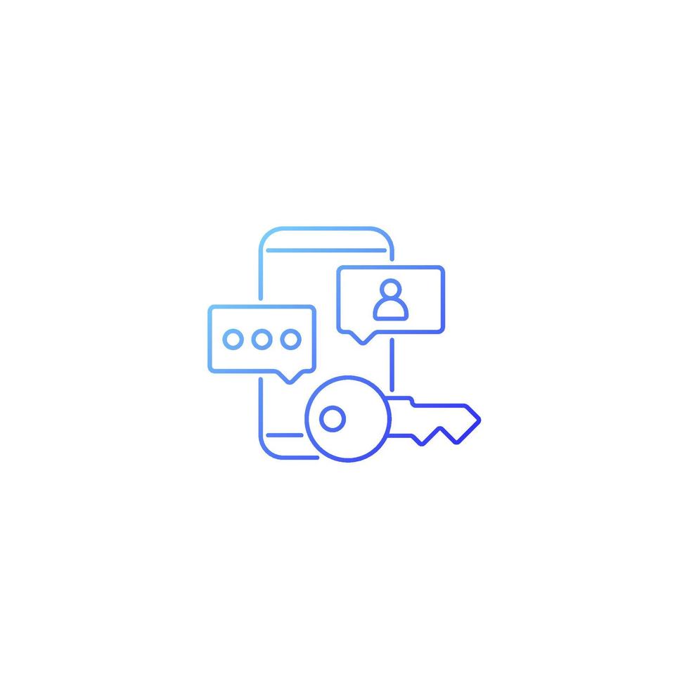Social media password gradient linear vector icon. Confidential user data. Internet safety. Password management. Thin line color symbol. Modern style pictogram. Vector isolated outline drawing