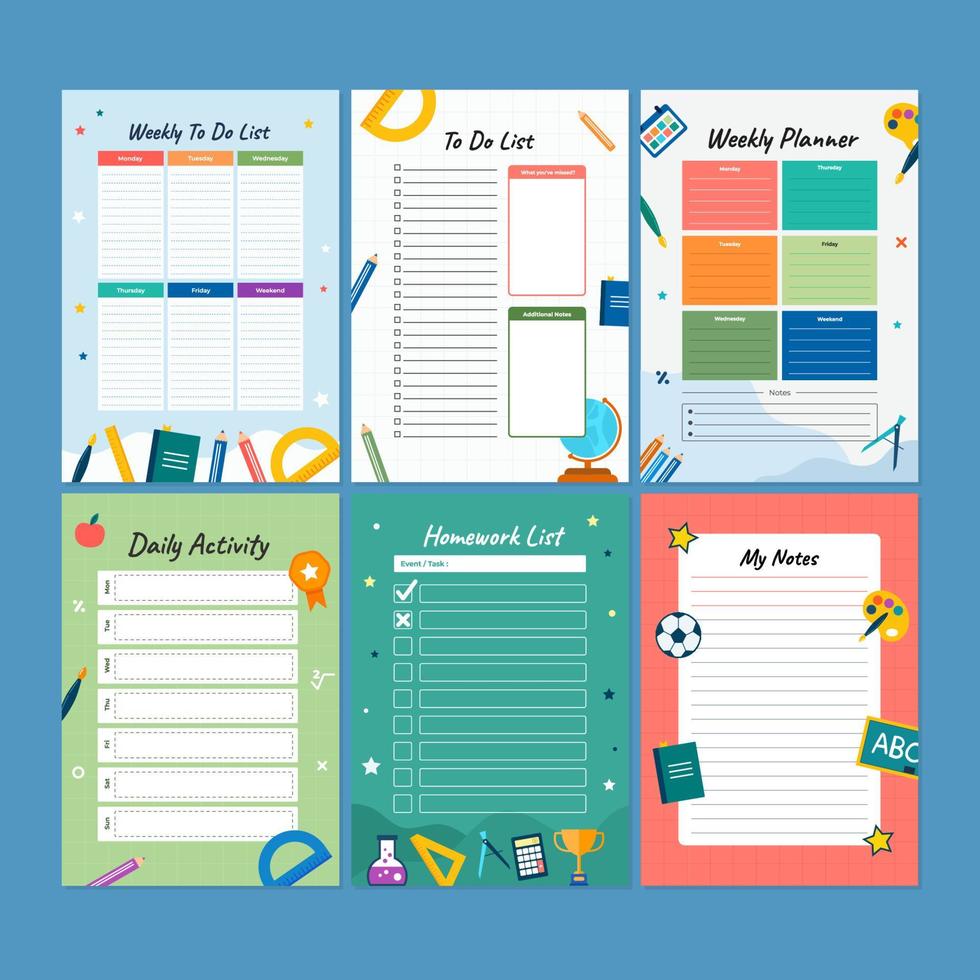 School Journal Planner Template vector