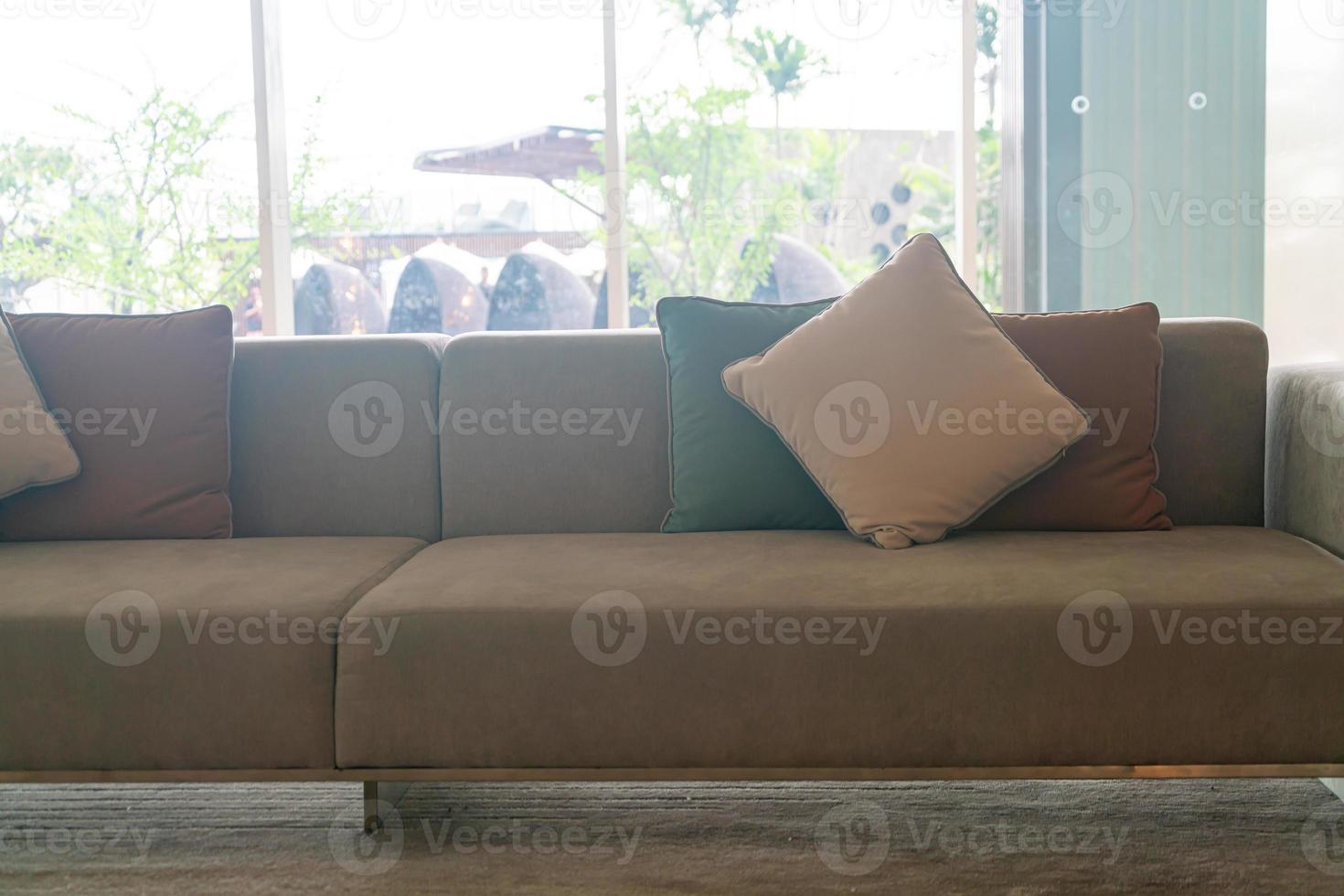 close-up comfortable pillows on sofa photo
