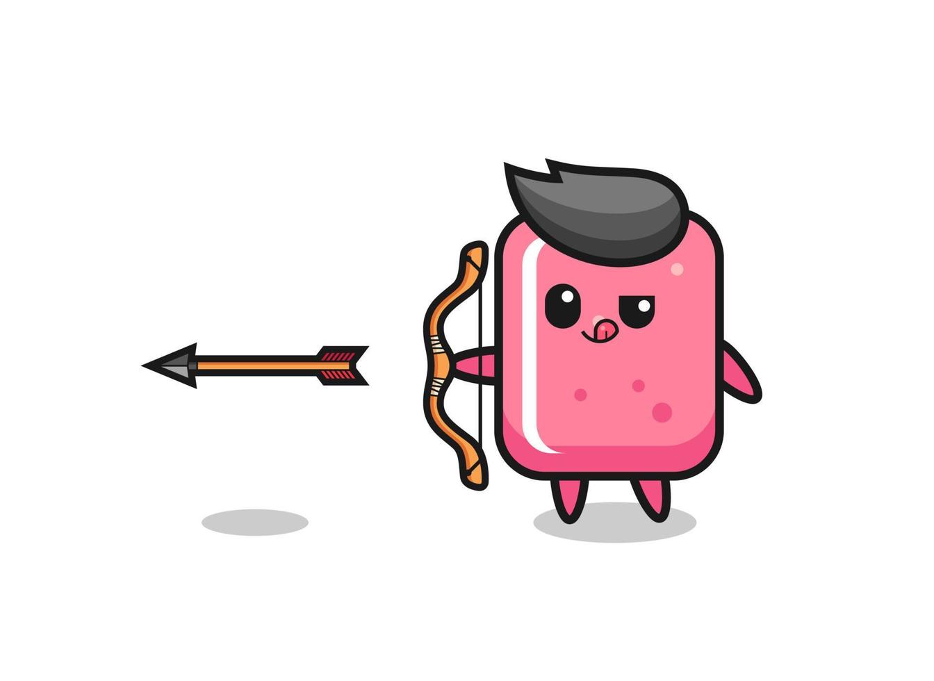 illustration of bubble gum character doing archery vector