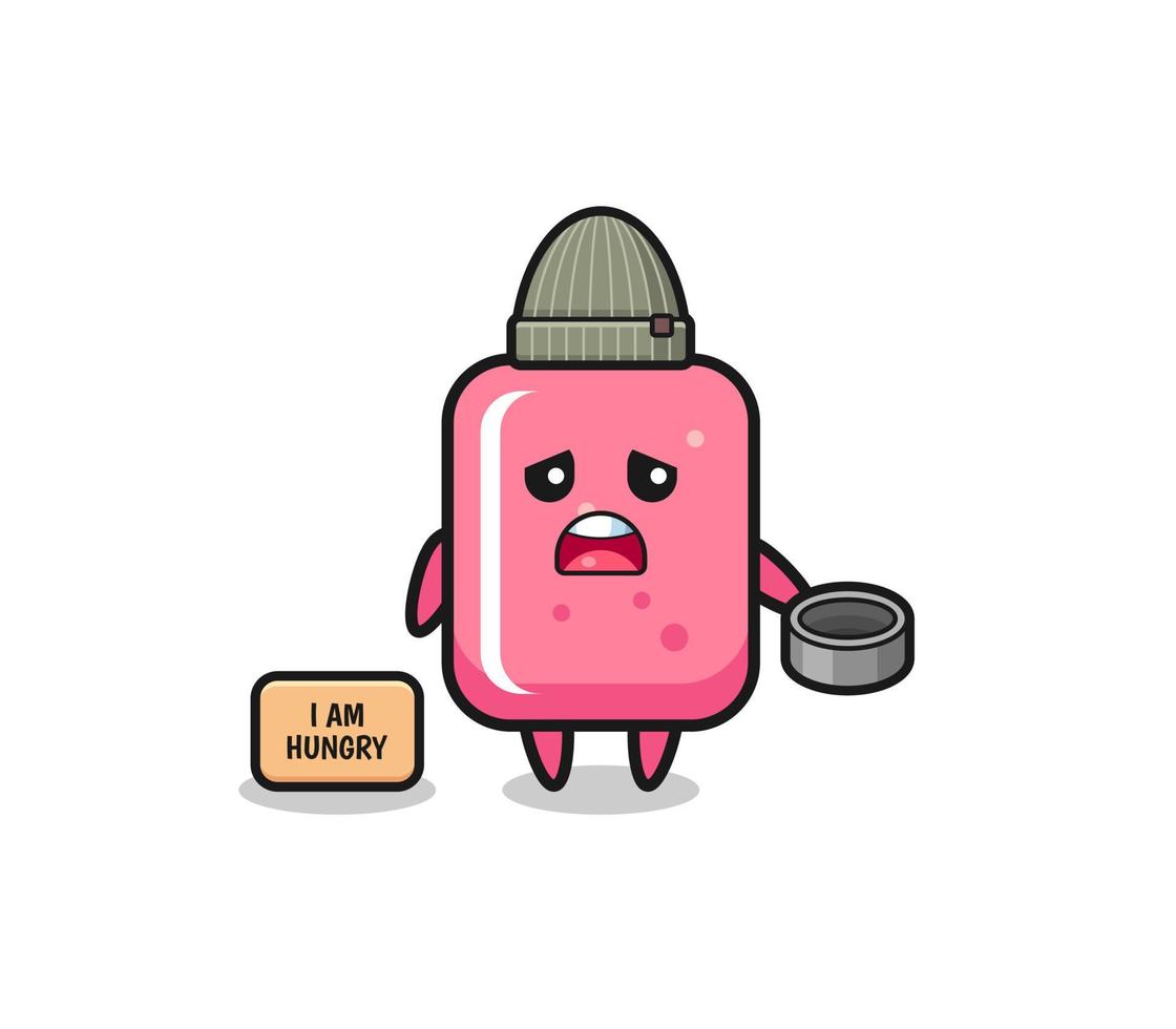 Lindo personaje de dibujos animados de mendigo de chicle vector