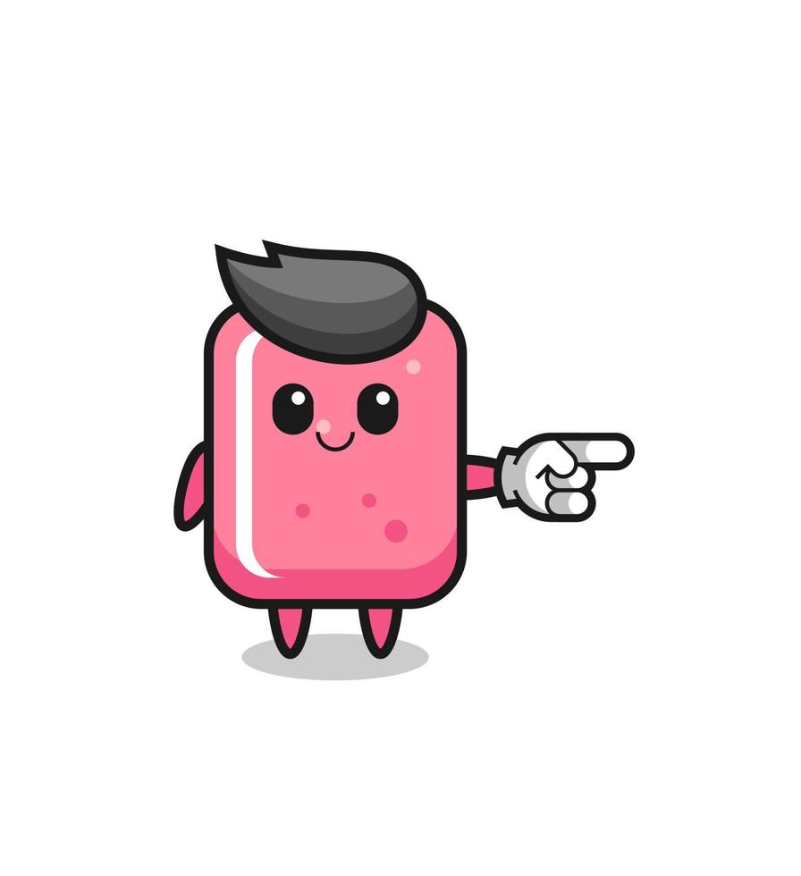 bubble gum mascot with pointing right gesture vector