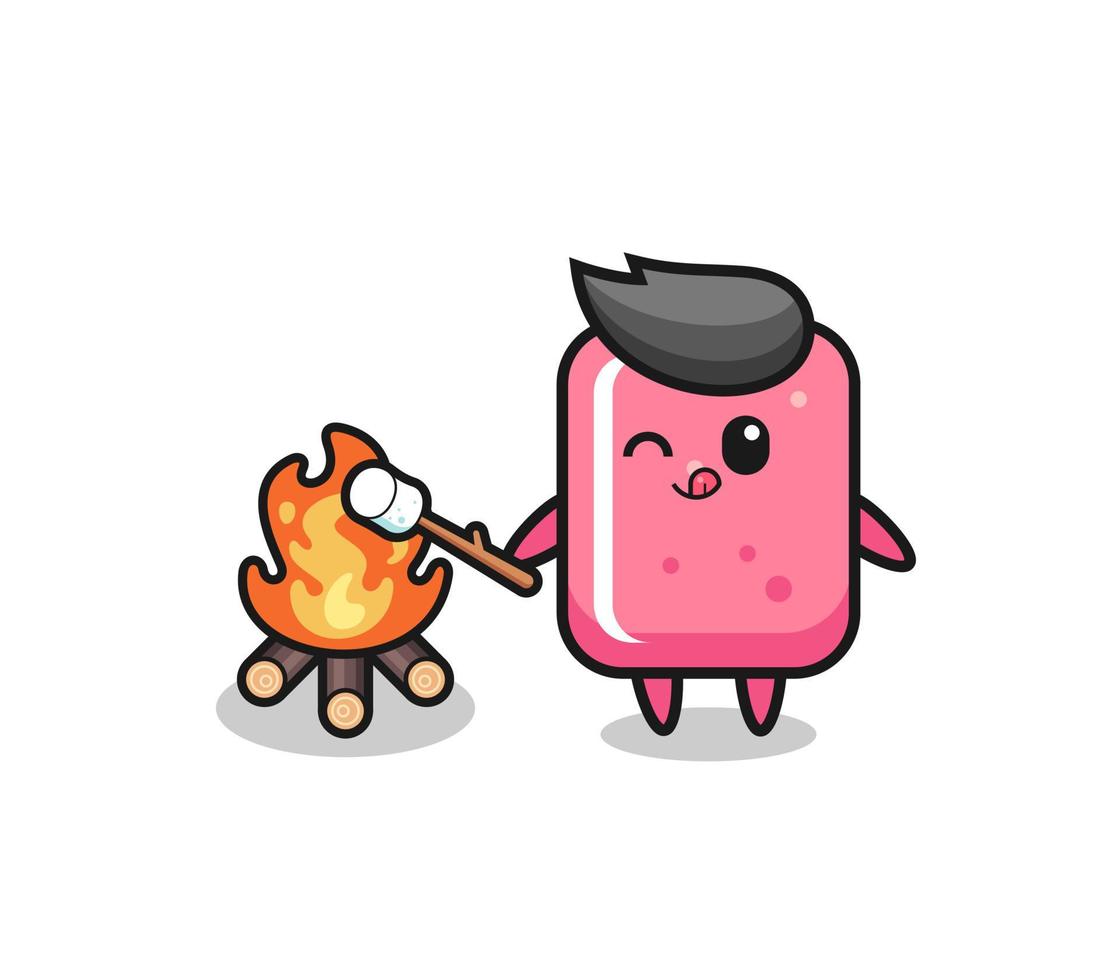 bubble gum character is burning marshmallow vector