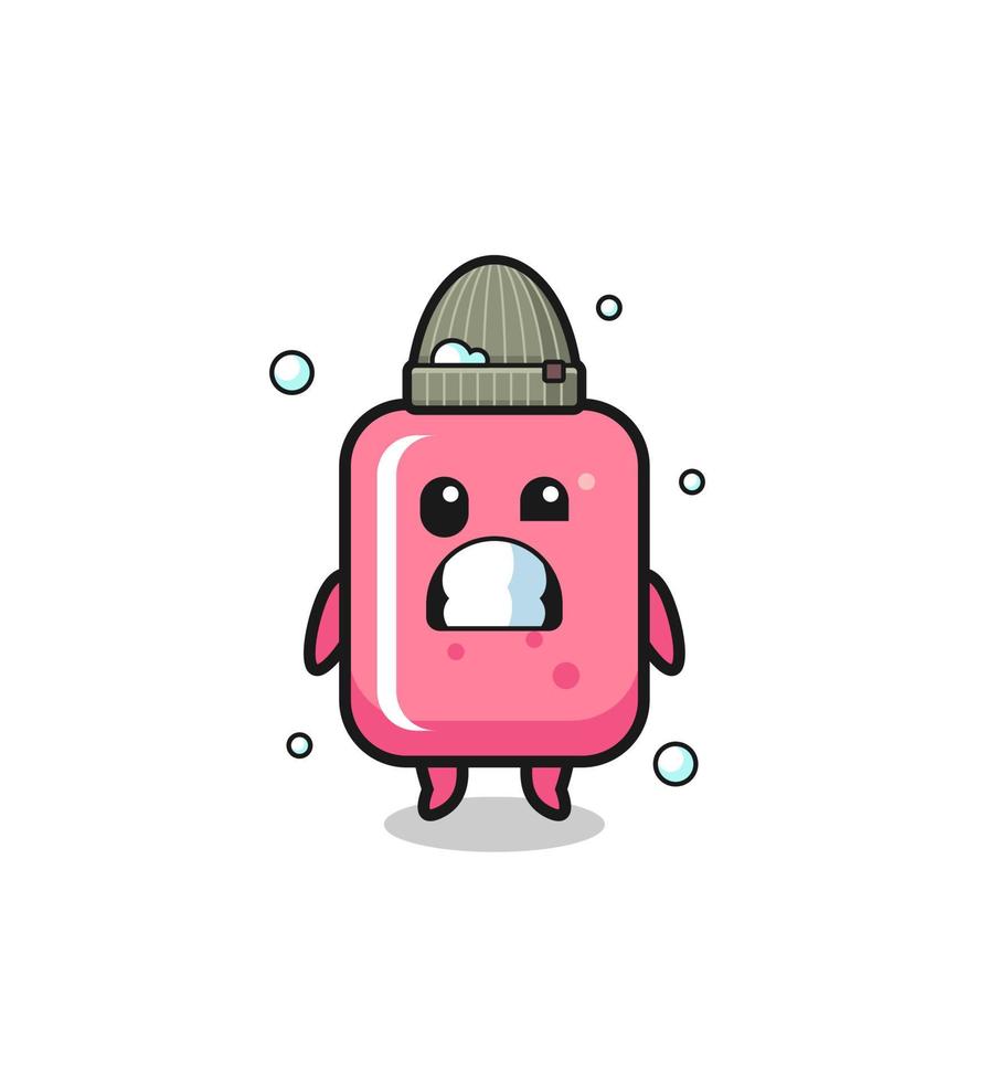 cute cartoon bubble gum with shivering expression vector