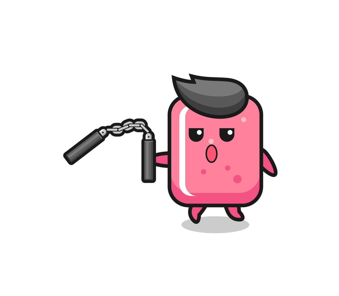 cartoon of bubble gum using nunchaku vector