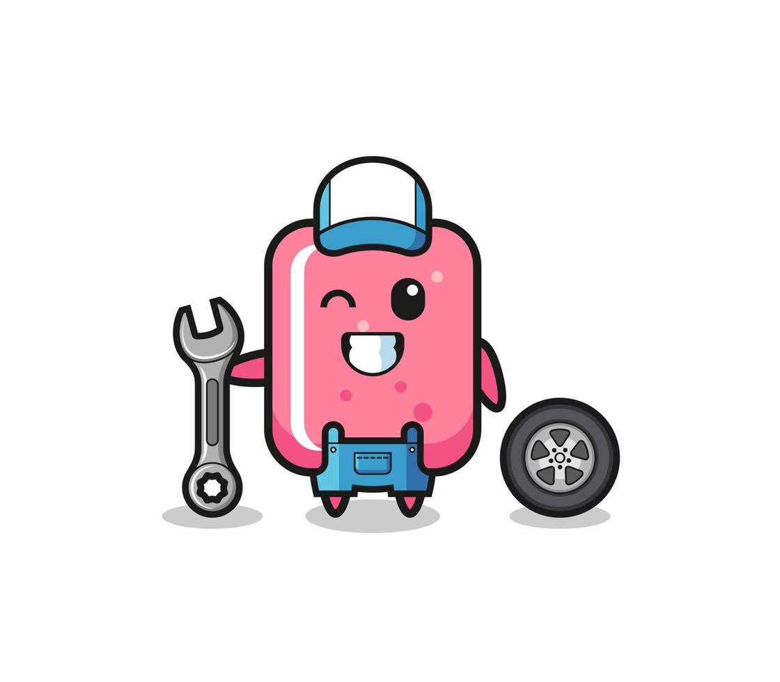 the bubble gum character as a mechanic mascot vector