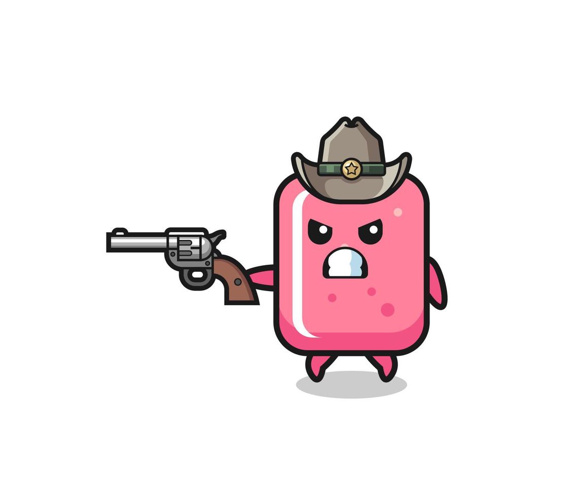 el vaquero de chicle disparando con una pistola vector