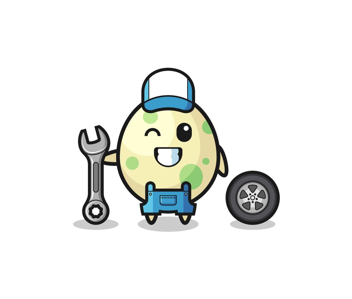 the spotted egg character as a mechanic mascot vector