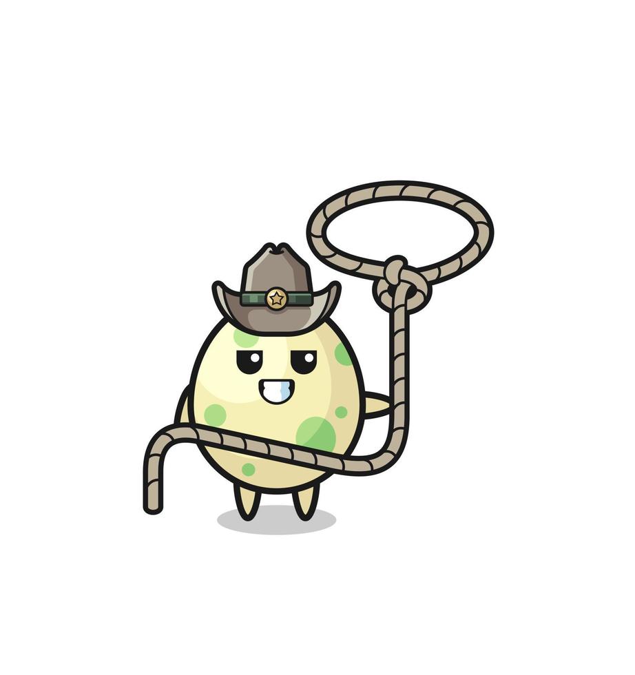 the spotted egg cowboy with lasso rope vector