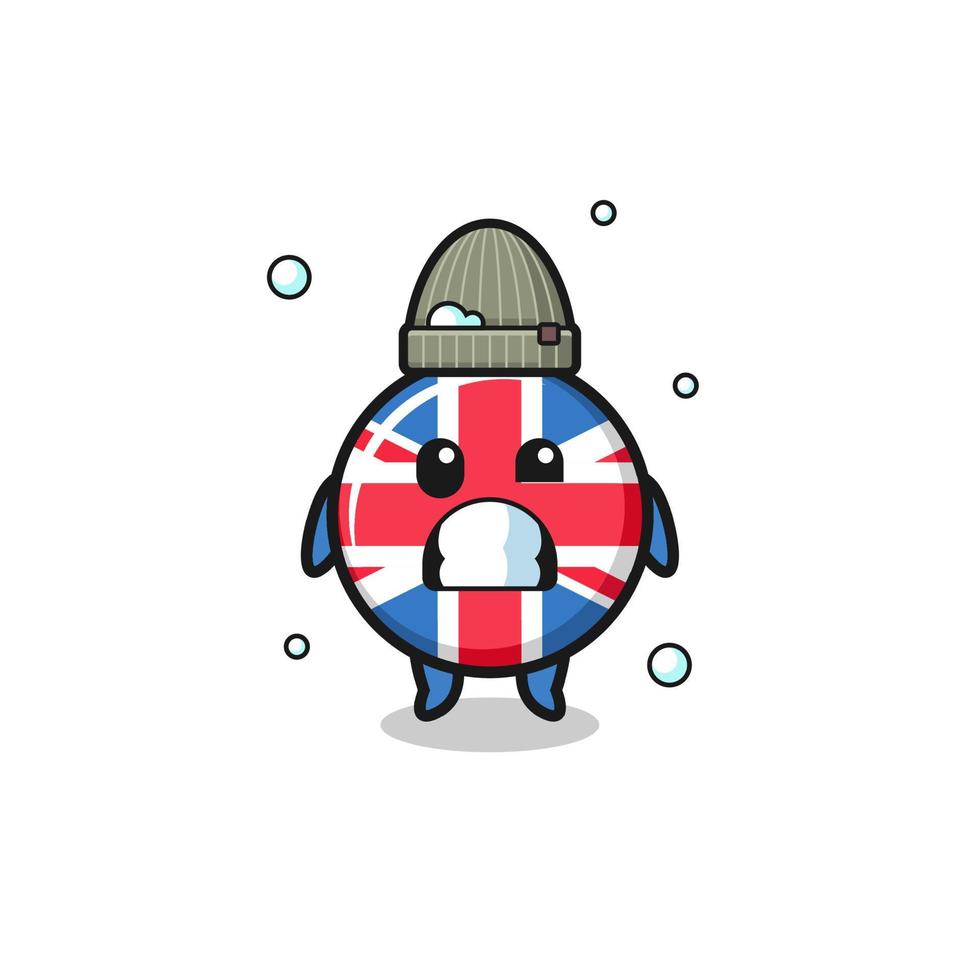 cute cartoon united kingdom flag with shivering expression vector