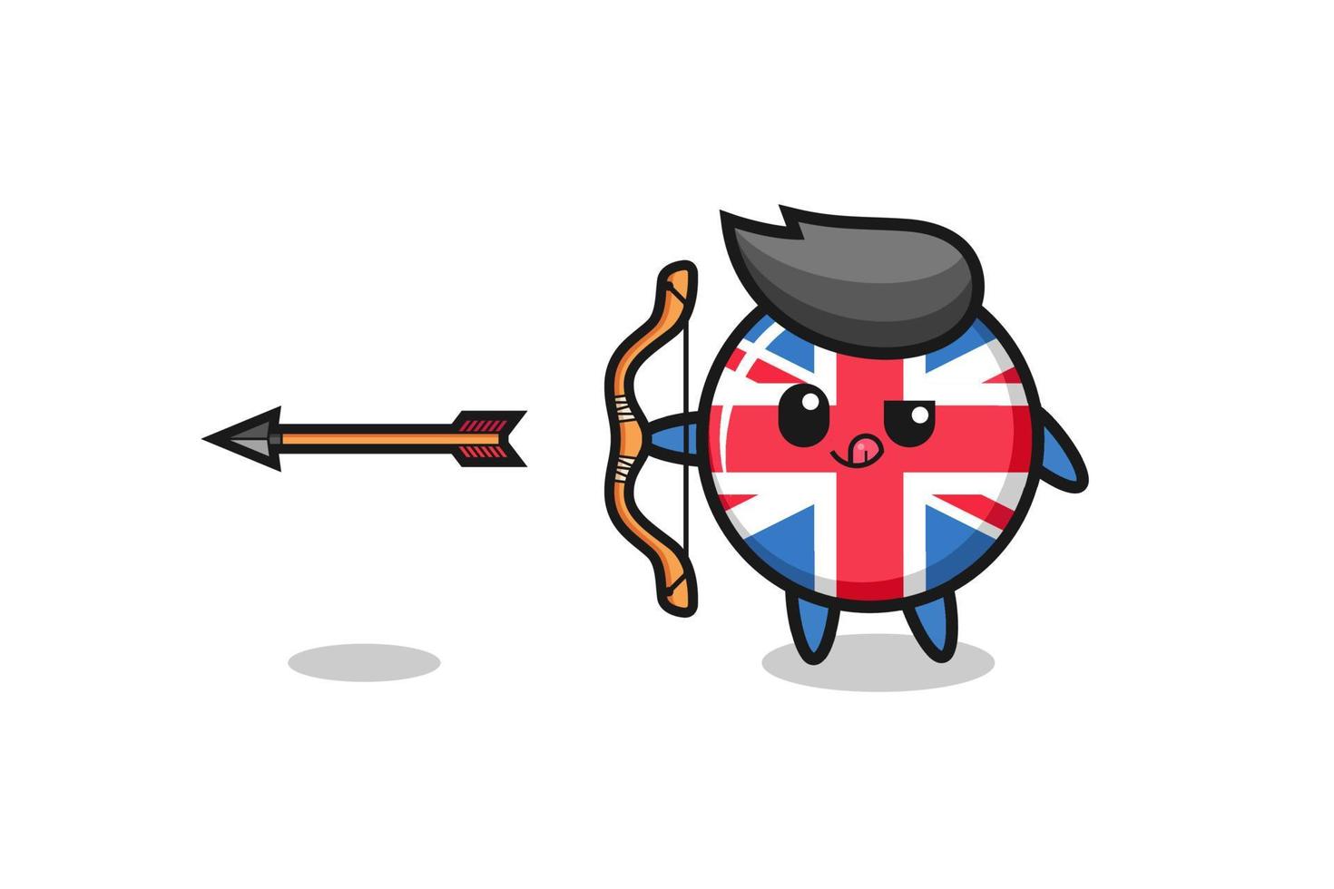 illustration of united kingdom flag character doing archery vector