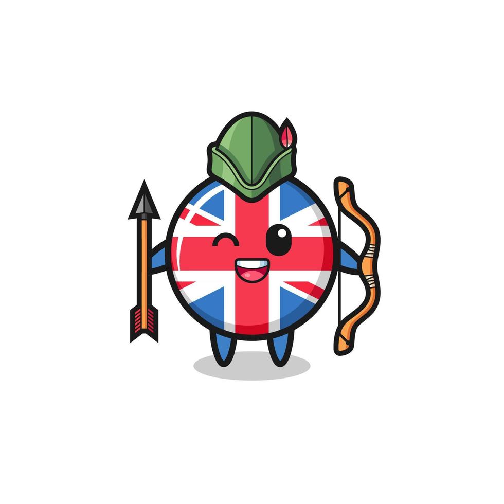 united kingdom flag cartoon as medieval archer mascot vector