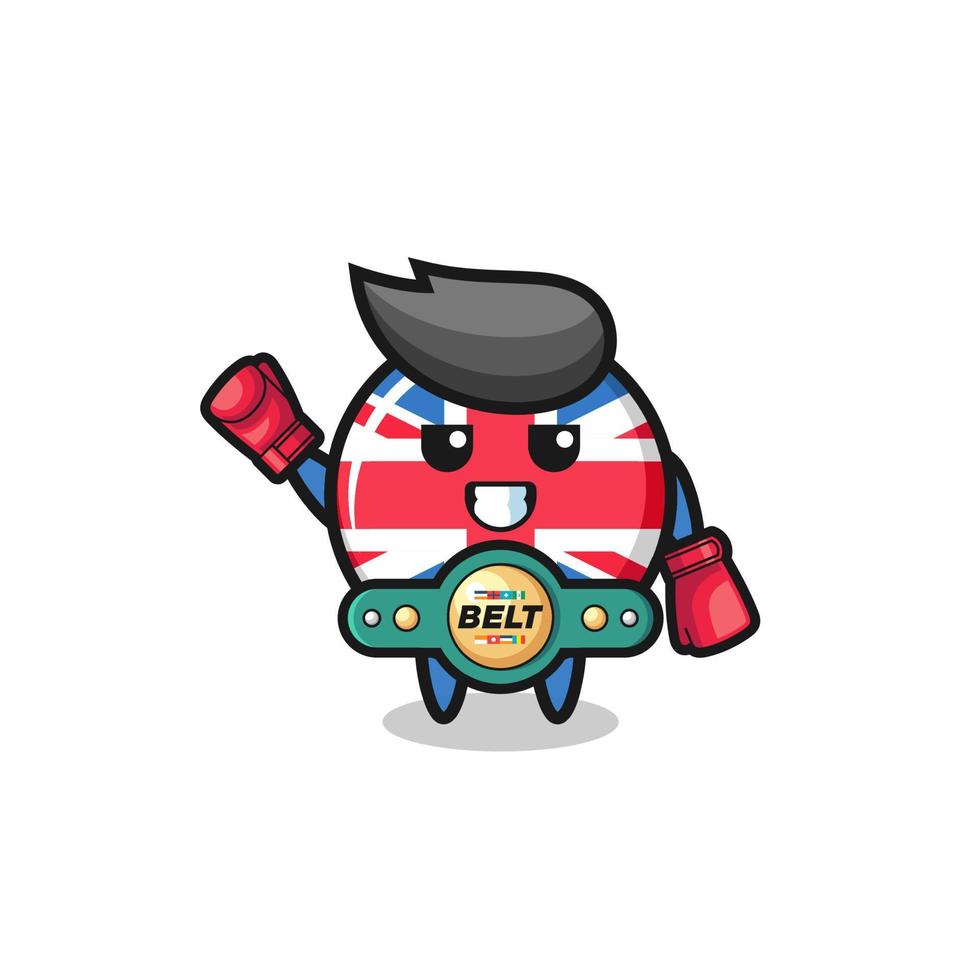 personaje de la mascota del boxeador de la bandera del reino unido vector