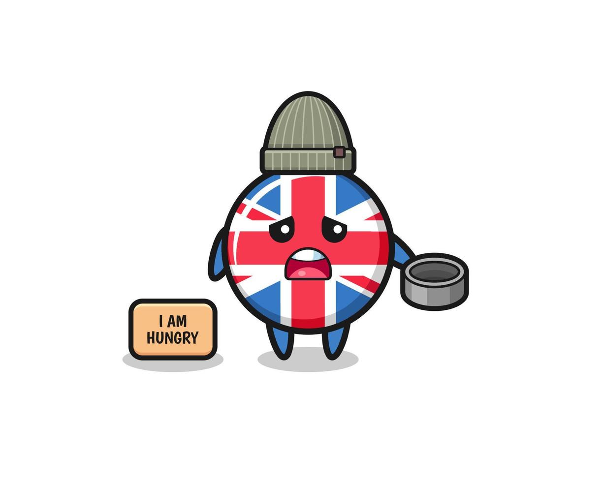 cute united kingdom flag beggar cartoon character vector