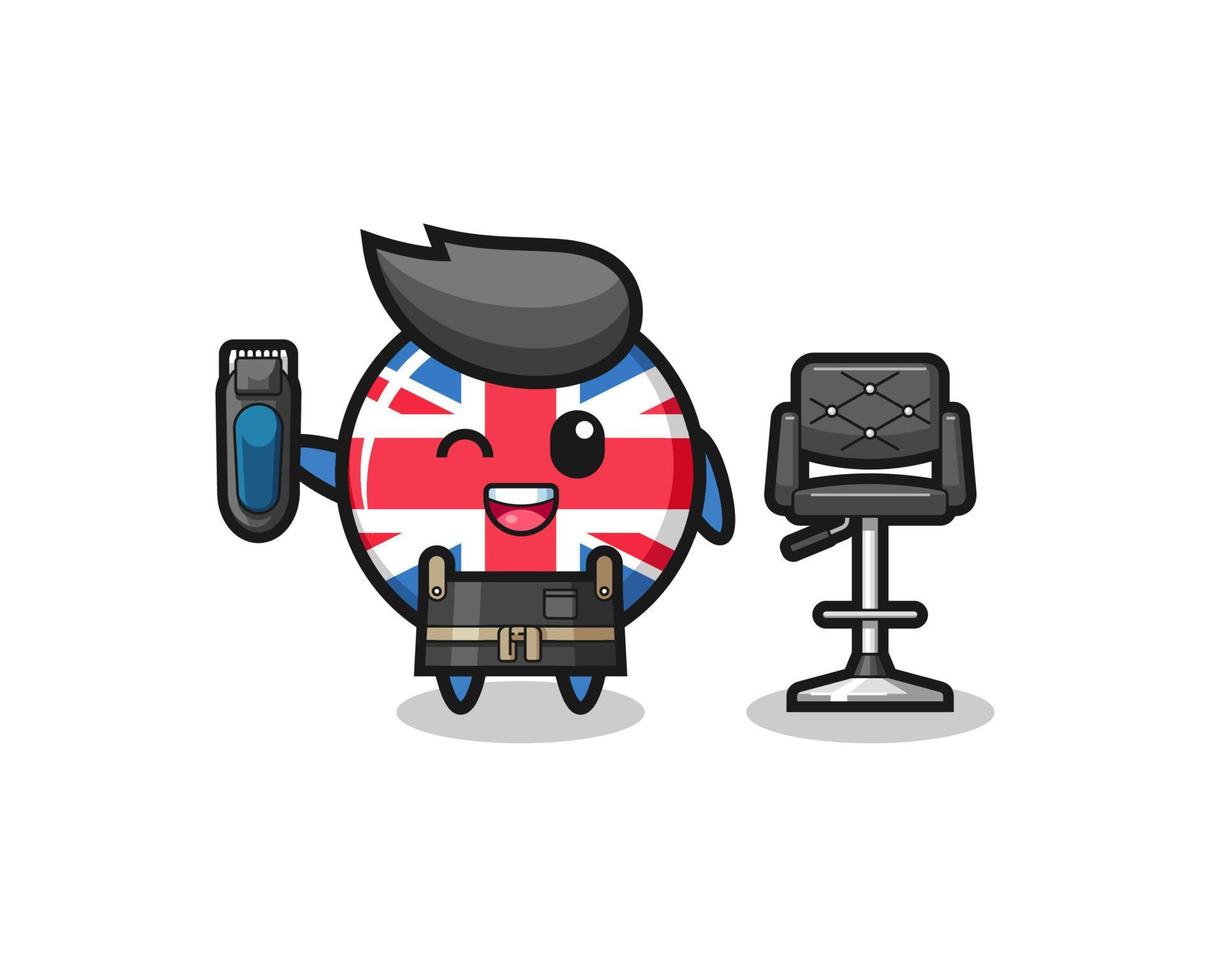 united kingdom flag barbershop is holding a trimer vector