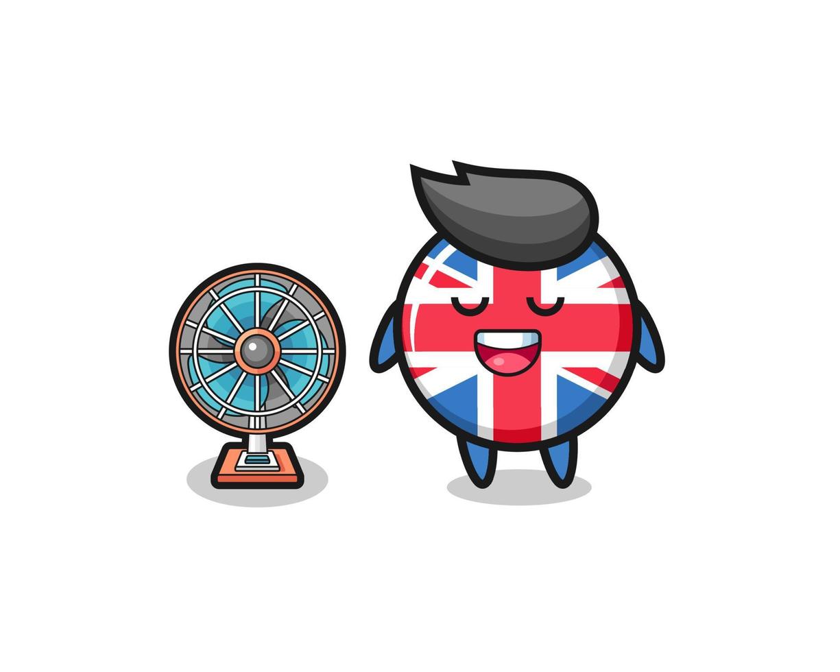 cute united kingdom flag is standing in front of the fan vector