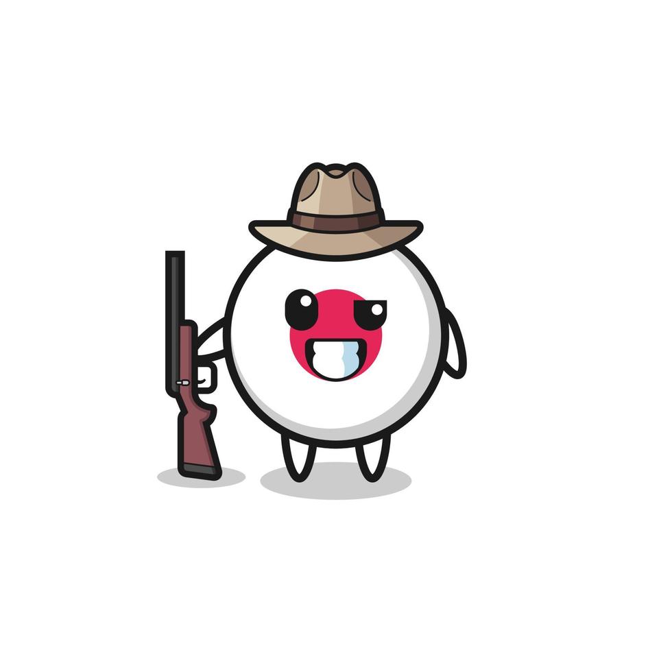 mascota de cazador de bandera de japón sosteniendo una pistola vector