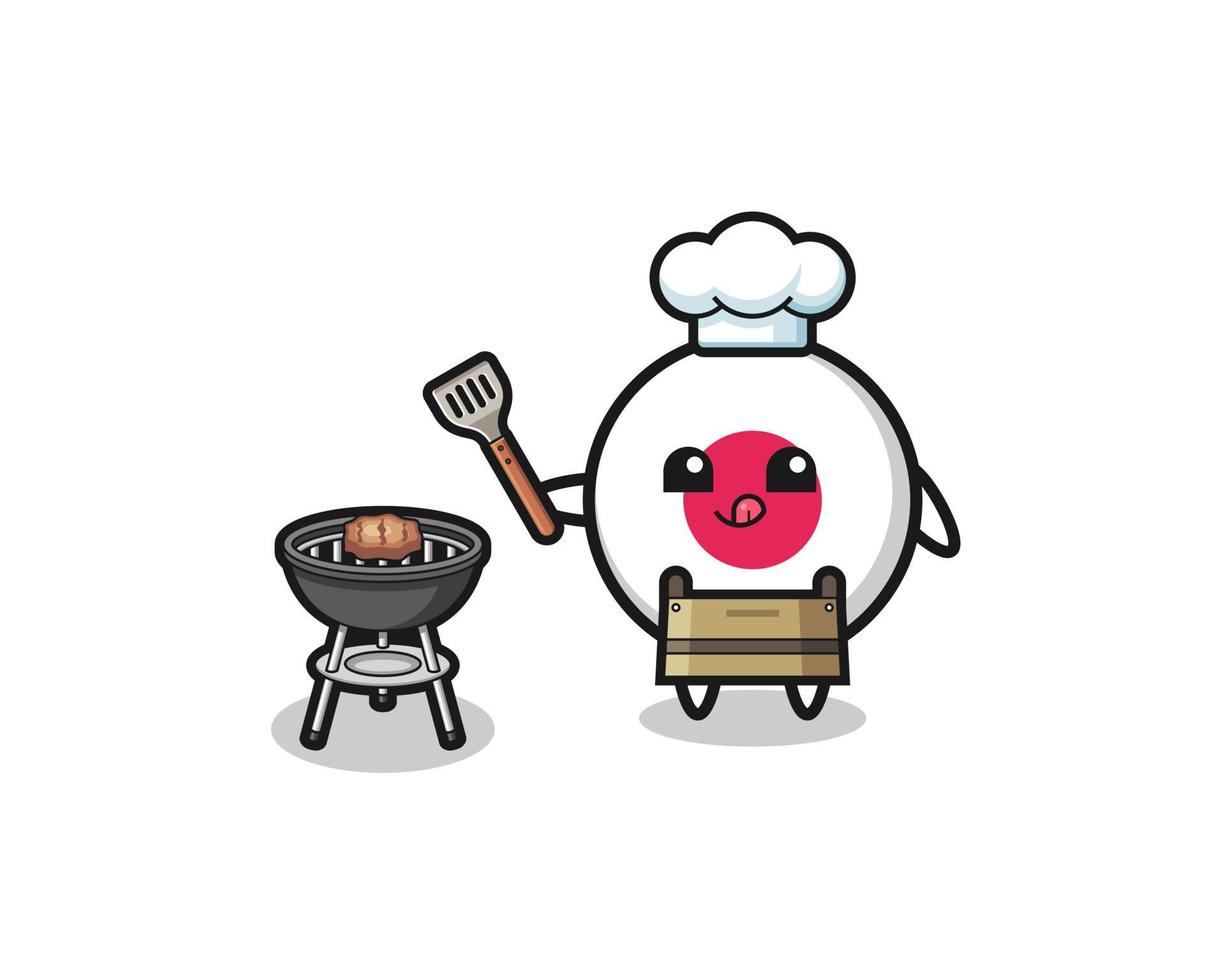 bandera de japón, chef de barbacoa, con, parrilla vector