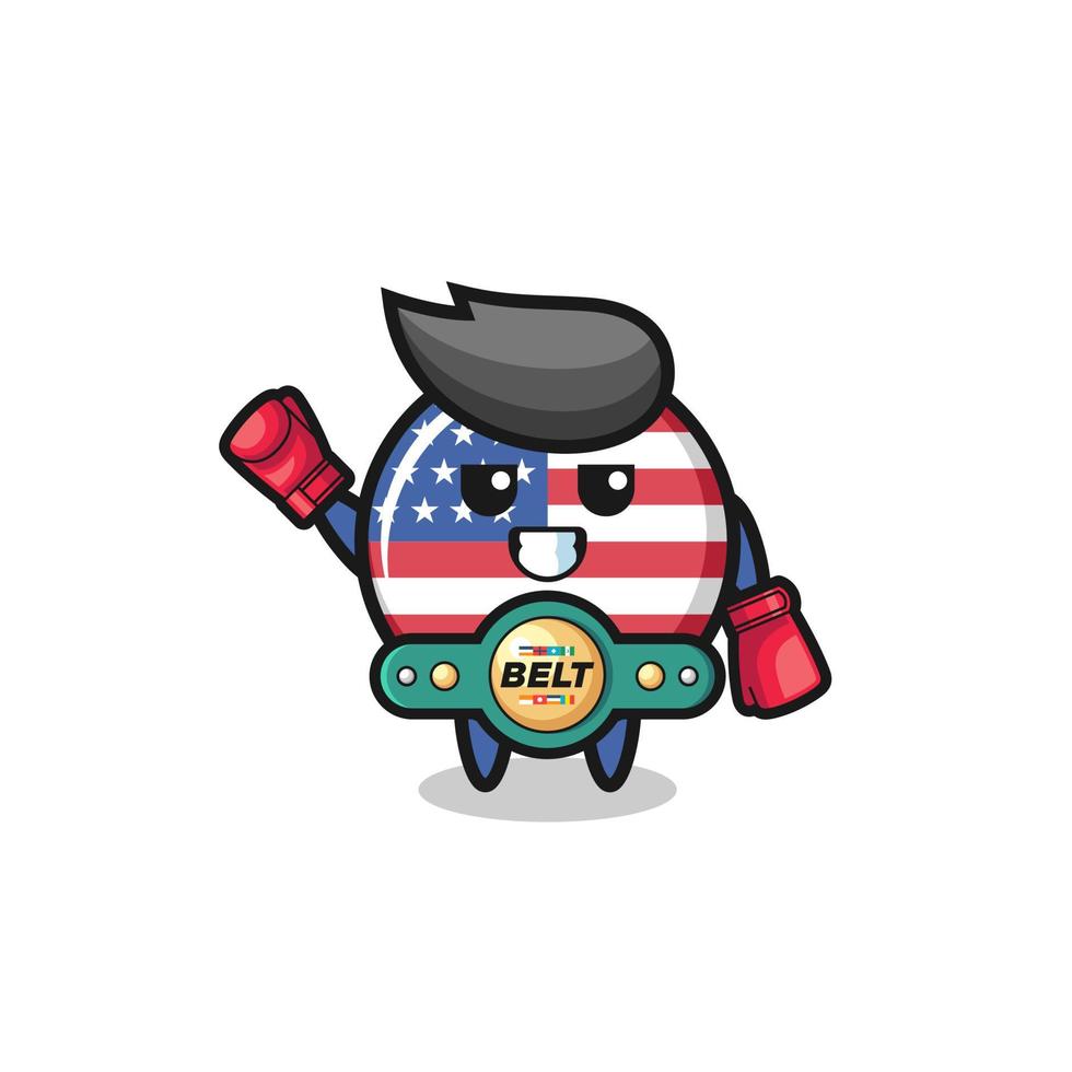 carácter de la mascota del boxeador de la bandera de los estados unidos vector