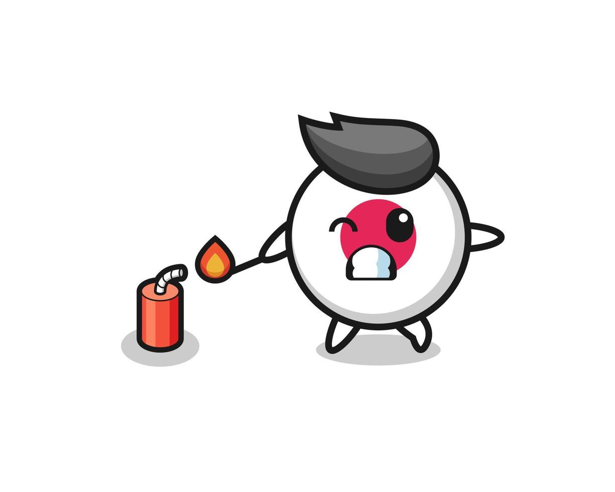 japan flag mascot illustration playing firecracker vector