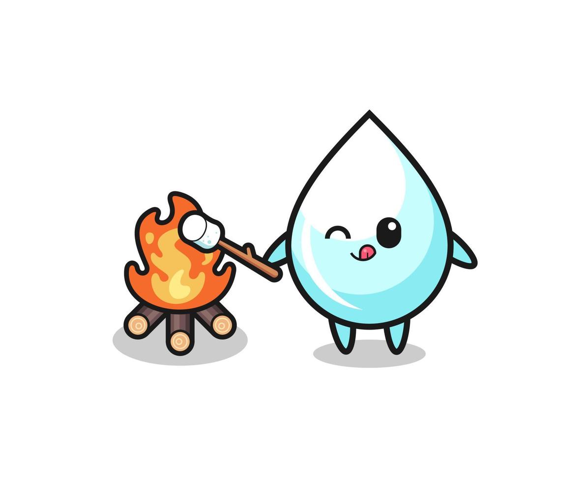 milk drop character is burning marshmallow vector