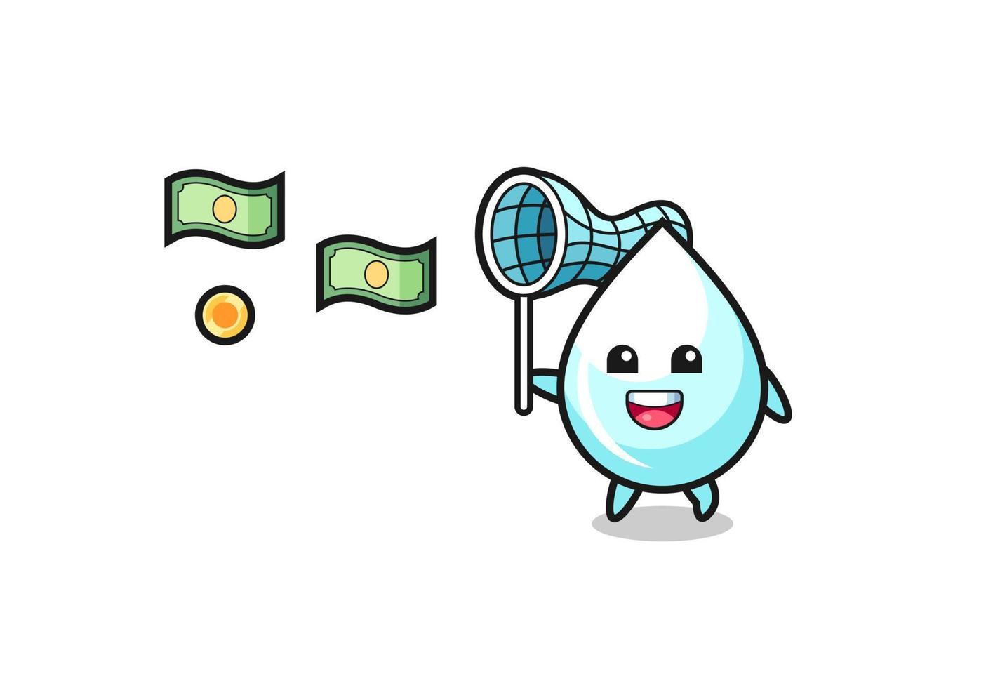 illustration of the milk drop catching flying money vector