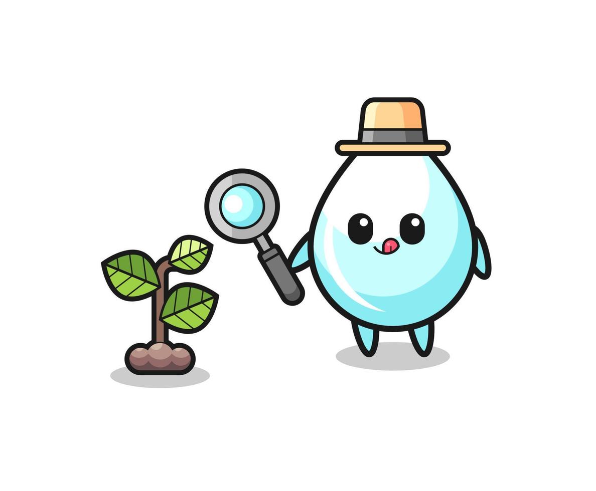 cute milk drop herbalist researching a plants vector