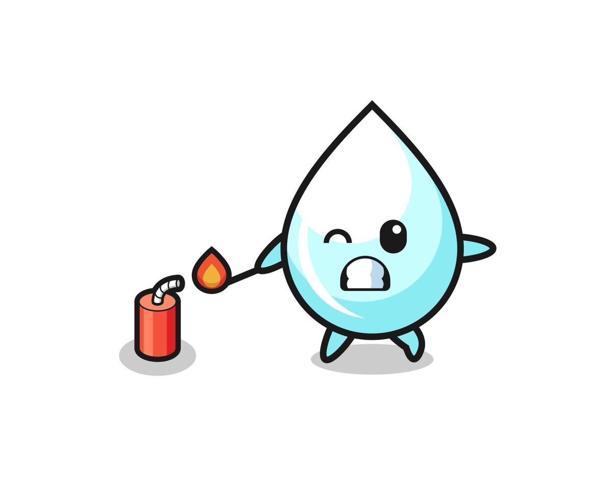 milk drop mascot illustration playing firecracker vector