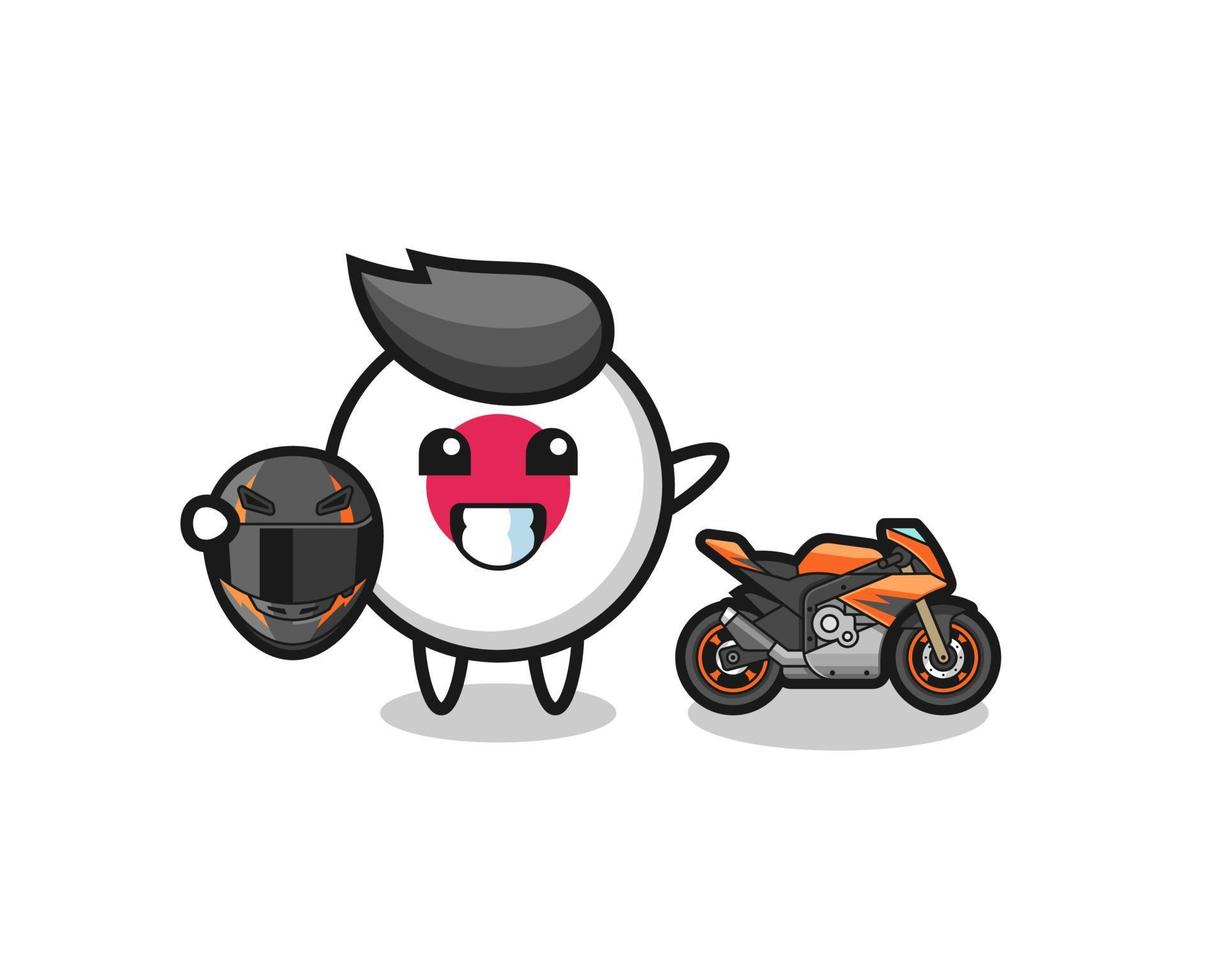 cute japan flag cartoon as a motorcycle racer vector