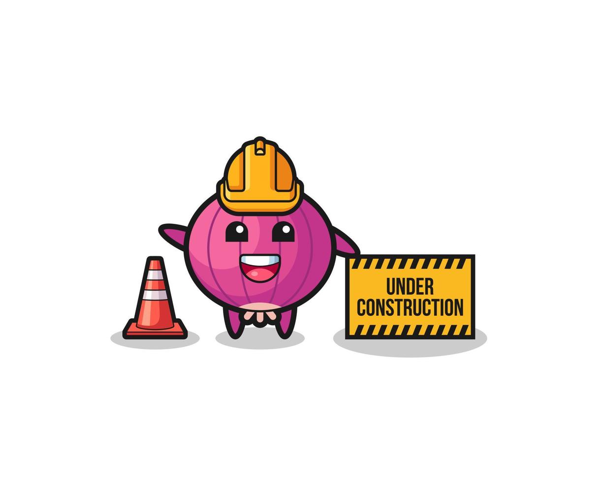 illustration of onion with under construction banner vector
