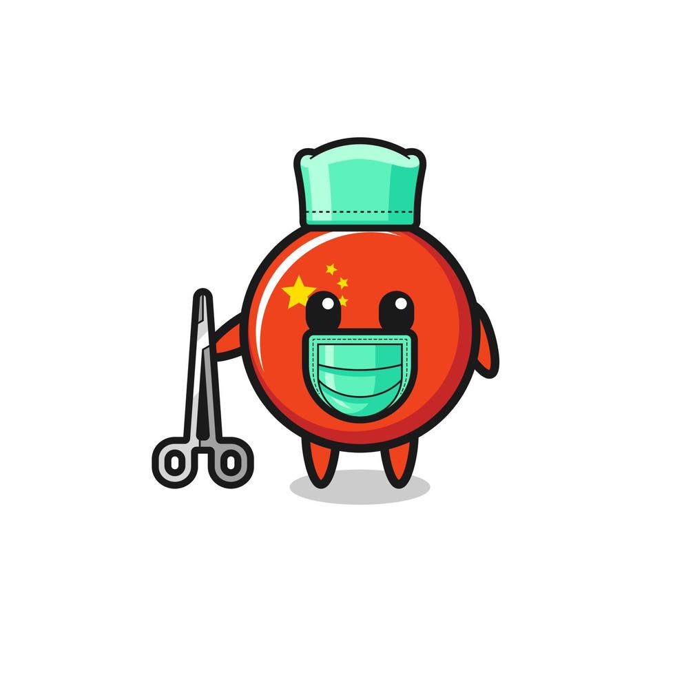 surgeon china flag mascot character vector