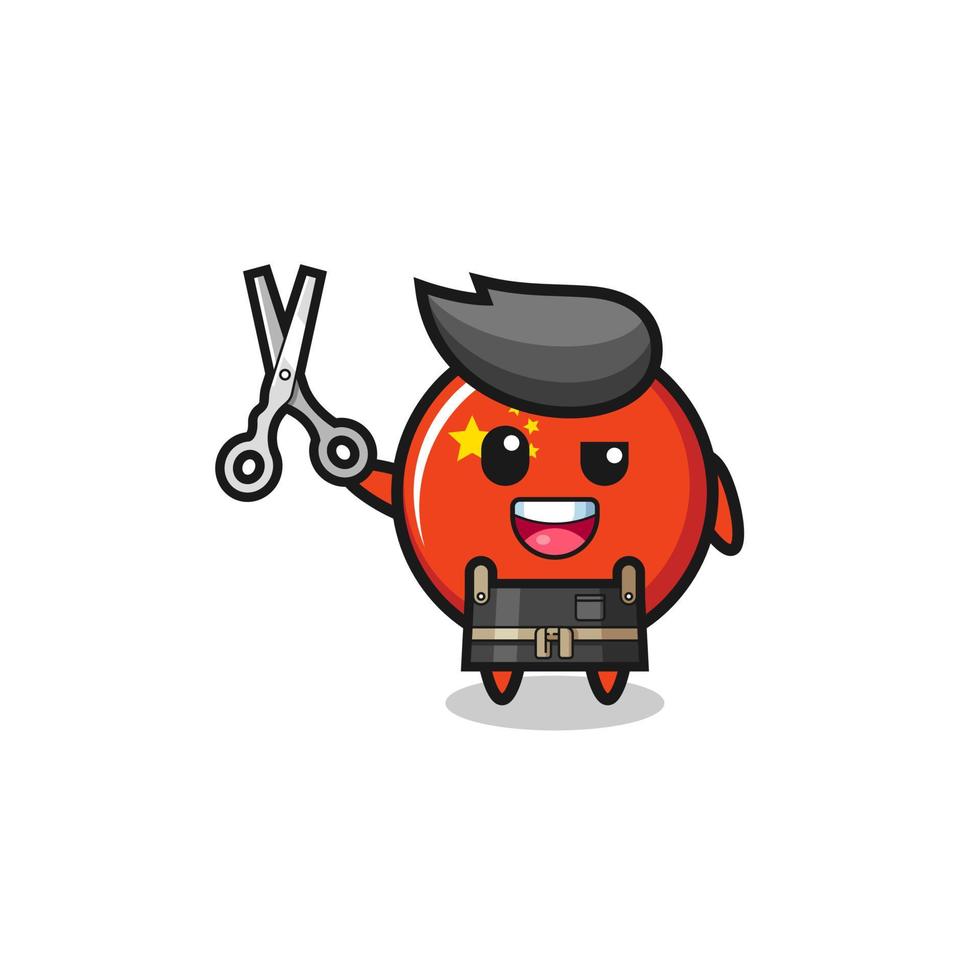 china flag character as barbershop mascot vector