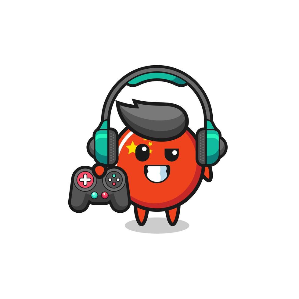 china flag gamer mascot holding a game controller vector