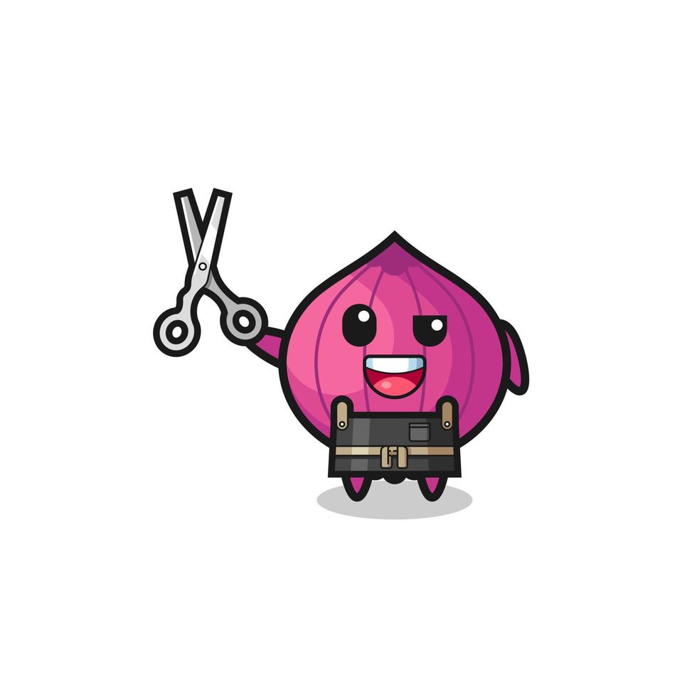 onion character as barbershop mascot vector