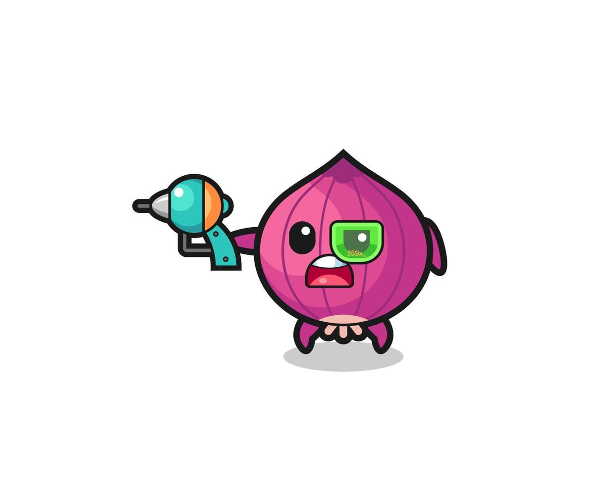 cute onion holding a future gun vector