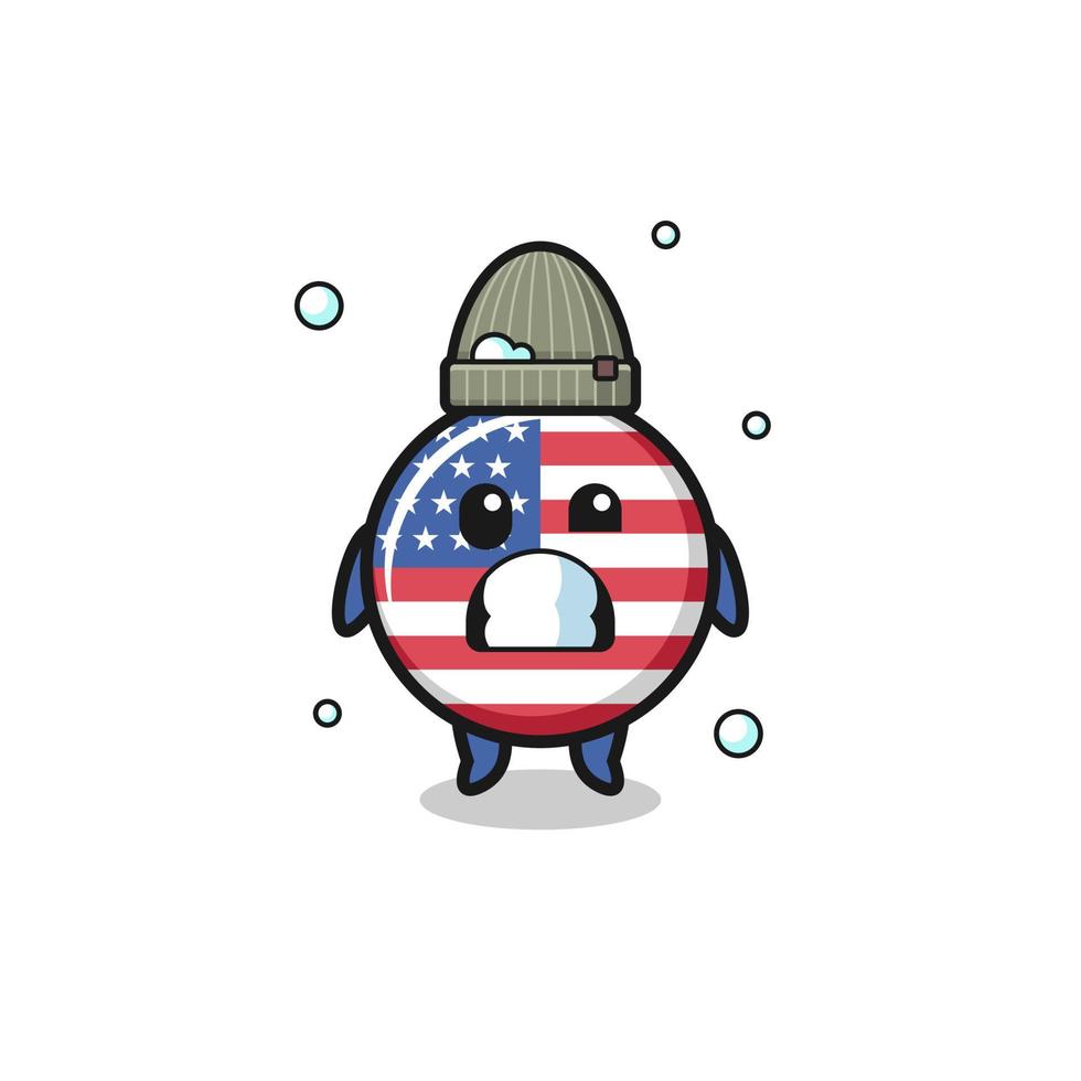 cute cartoon united states flag with shivering expression vector