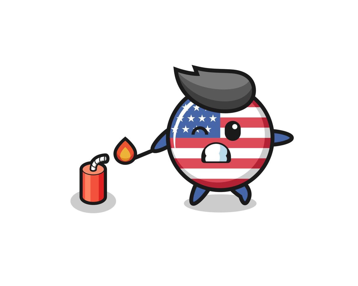 ilustración de la mascota de la bandera de los estados unidos jugando petardo vector