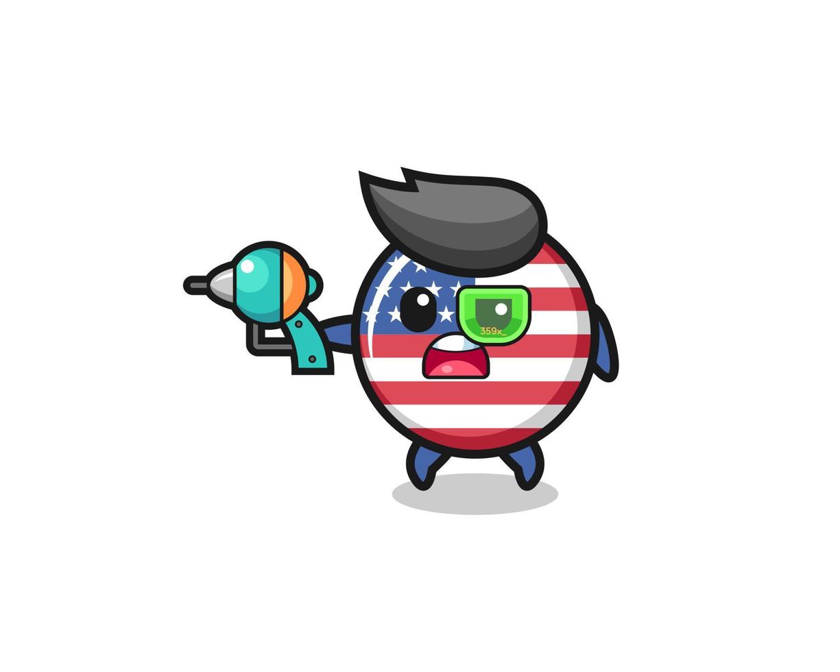 cute united states flag holding a future gun vector