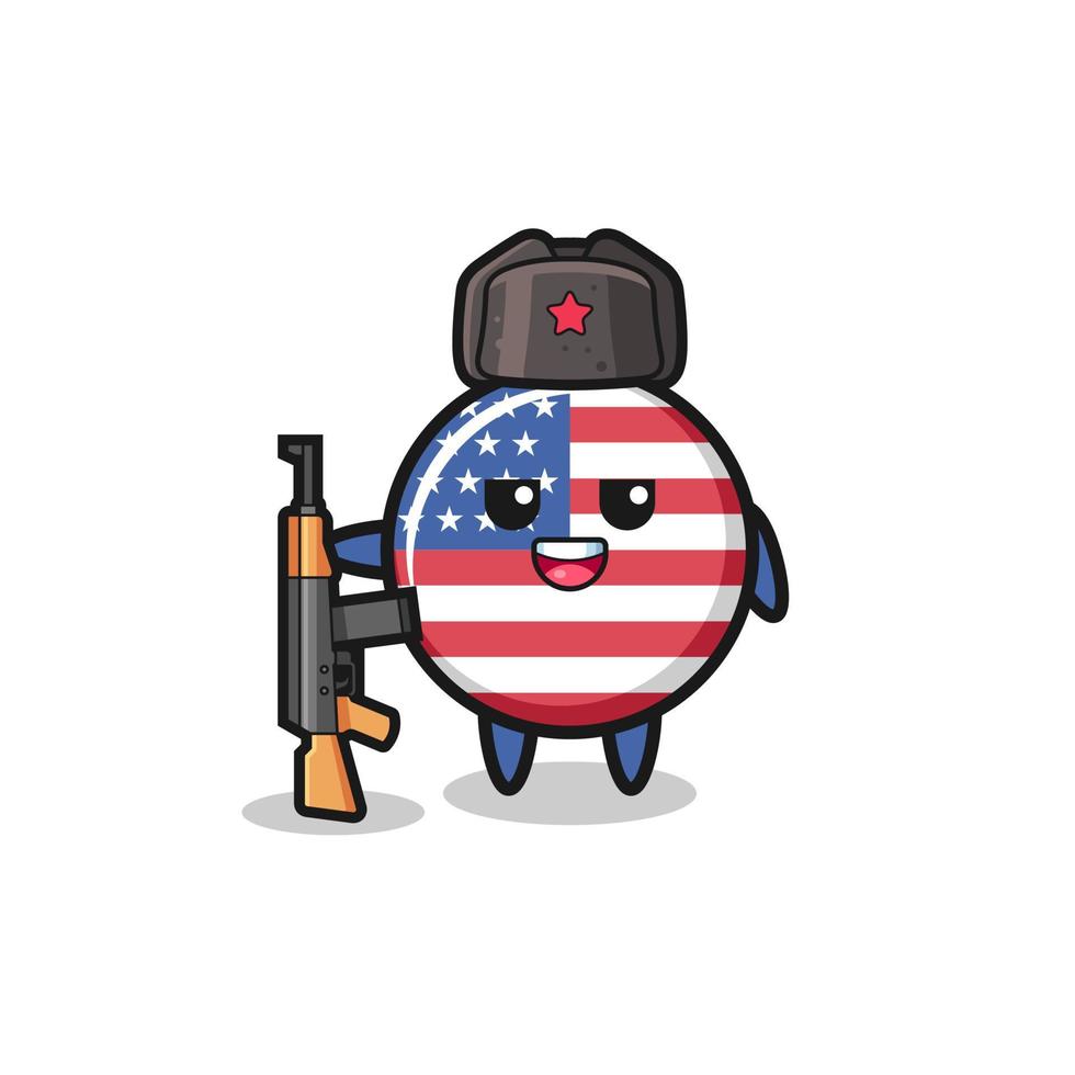 Cute dibujos animados de la bandera de los estados unidos como ejército ruso vector