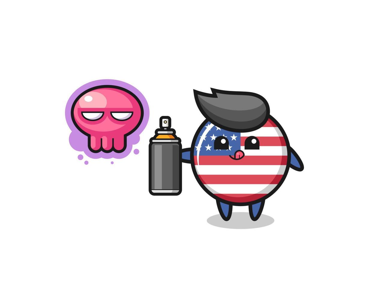 united states flag cartoon make a graffiti with a spray paint vector