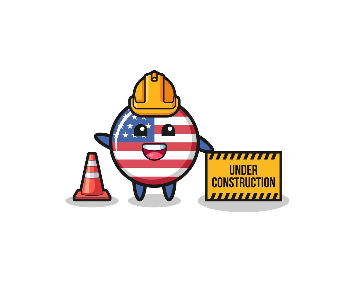 illustration of united states flag with under construction banner vector